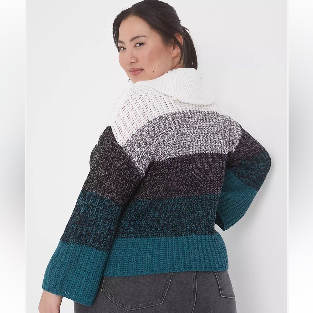 Lane Bryant Classic Striped Chunky Knit Pullover Turtleneck Sweater Size 18/20